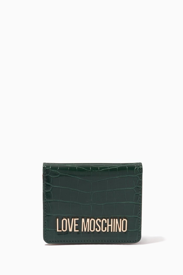 

Love Lock Wallet in Croc-embossed Leather, Green
