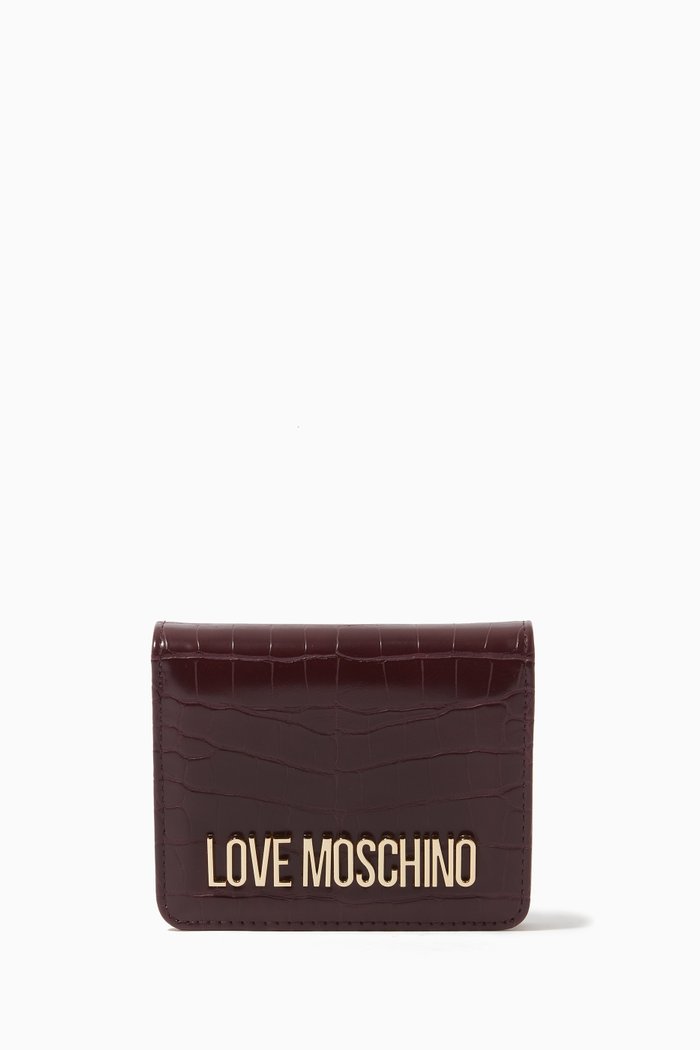 

Love Lock Wallet in Croc-embossed Leather, Purple