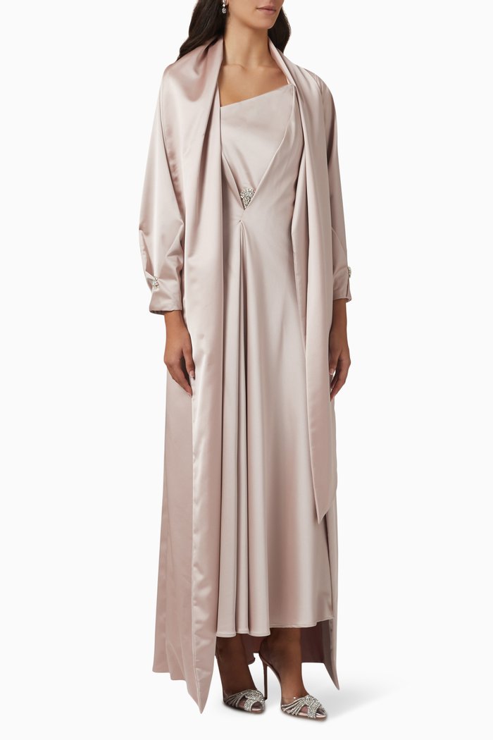 

Elara Jacket & Gown Set in Satin, Pink
