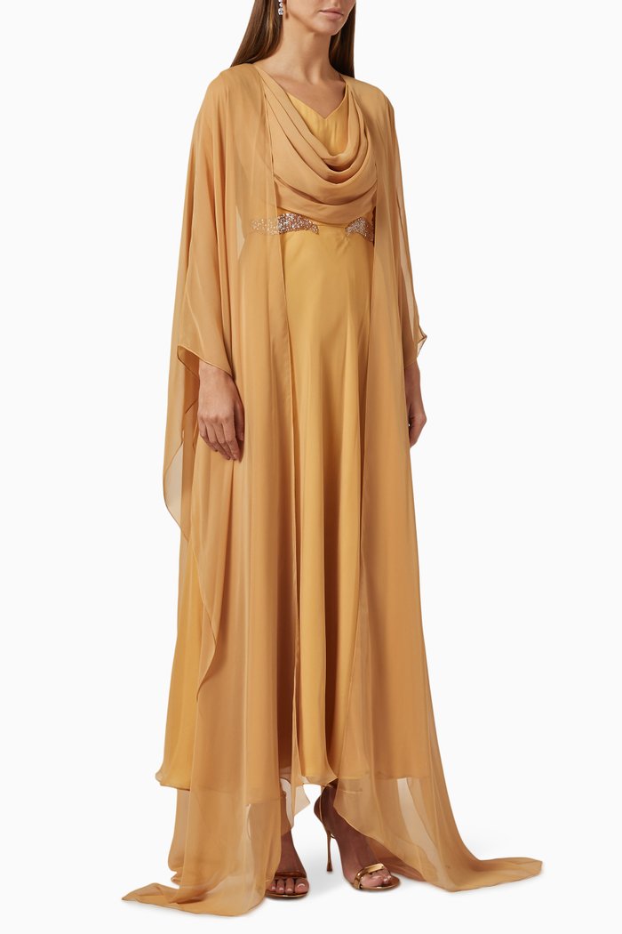 

Alaia Draped Dress Set in Chiffon, Neutral
