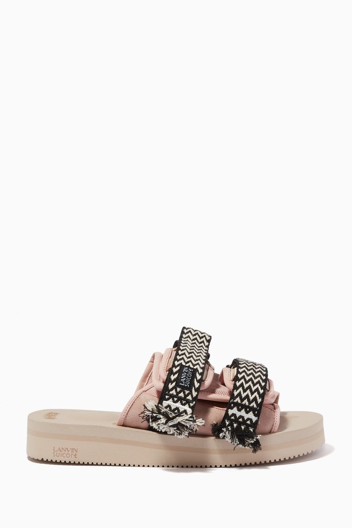 

x Lanvin Moto Cab Slides in Nylon, Pink