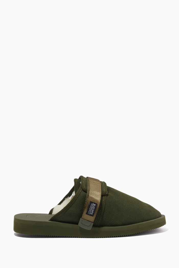 

Zavo Mab Slip-on Sandals in Suede, Green