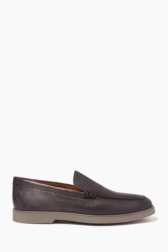 

Javea Round-toe Loafers in Leather, Grey
