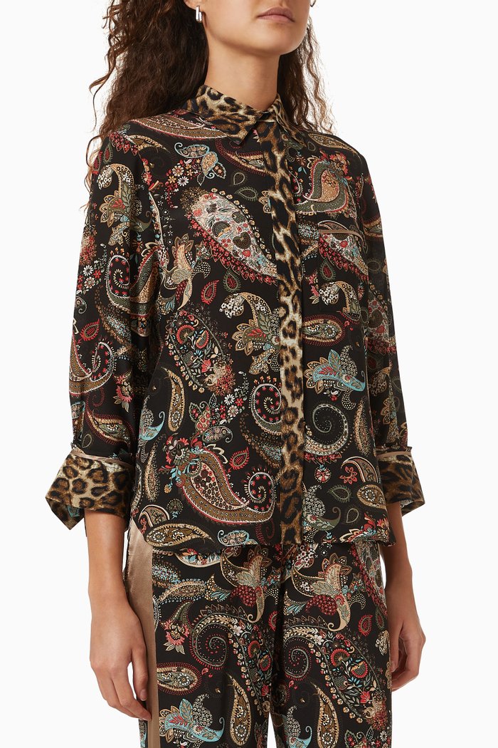 

Boyfriend Pyajama Shirt in Crepe de Chine Silk, Black