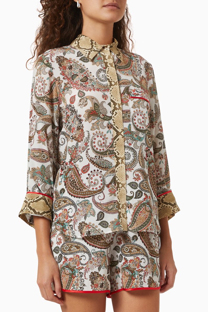 

Boyfriend Pyajama Shirt in Crepe de Chine Silk, White