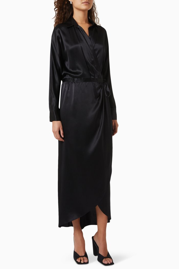 

Nights At Hotel Du Cap Dress in Silk Charmeuse, Black