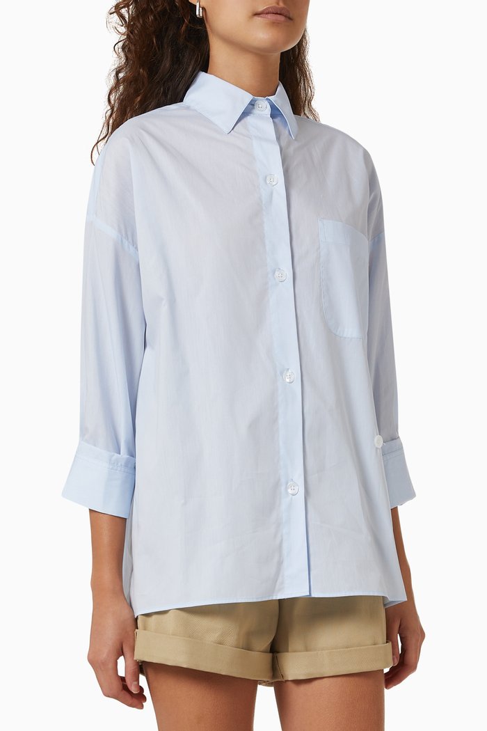 Earl Shirt in Cotton Poplin, Blue