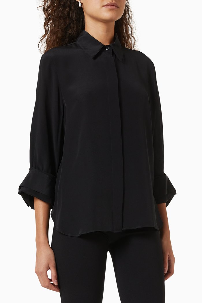 

The Morning After Shirt in Crepe de Chine Silk, Black