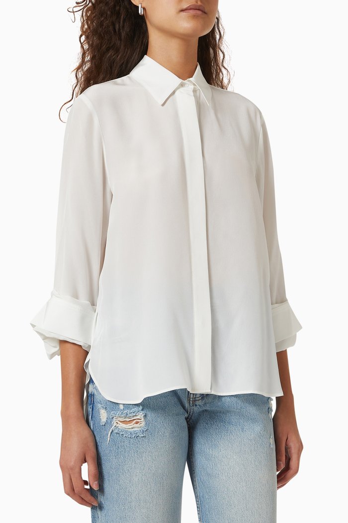 

The Morning After Shirt in Crepe de Chine Silk, Neutral