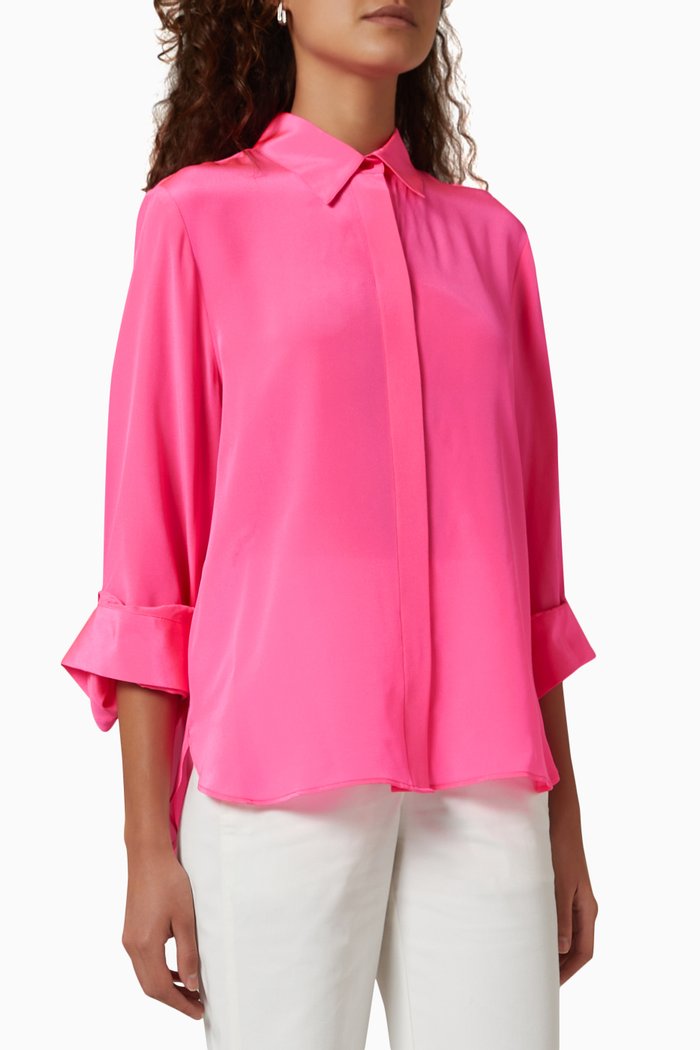 

The Morning After Shirt in Crepe de Chine Silk, Pink