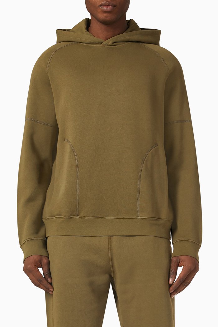 

Stitch-detail Hoodie in Brushed Fleece, Green