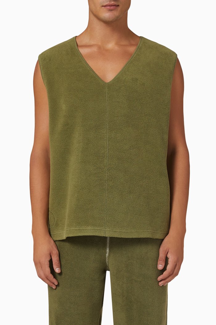 

Sleeveless Overvest in Organic Cotton, Green