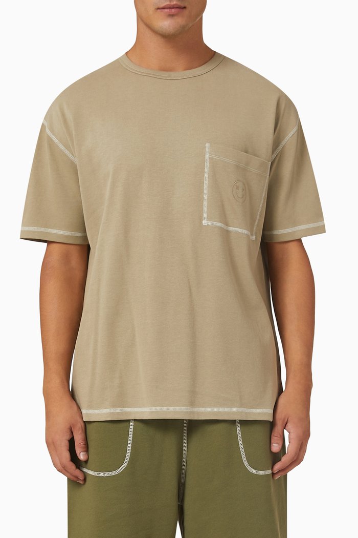 

Contrast Stitch T-shirt in Organic Cotton Carded Jersey, Neutral