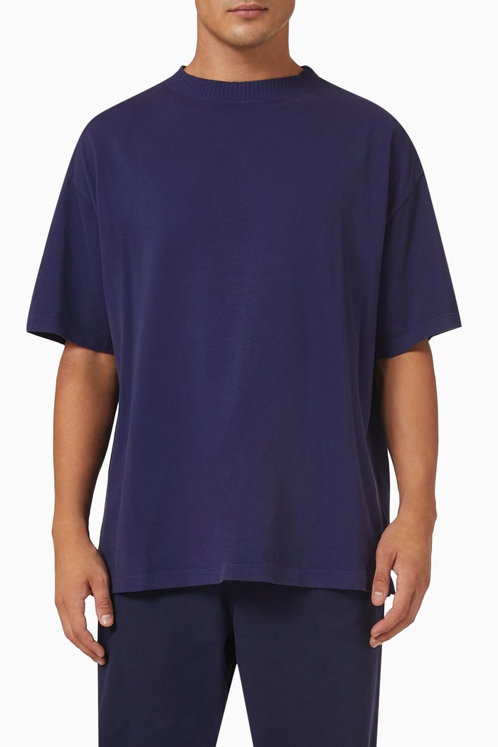 

Funnel Neck T-shirt in Organic Cotton, Blue