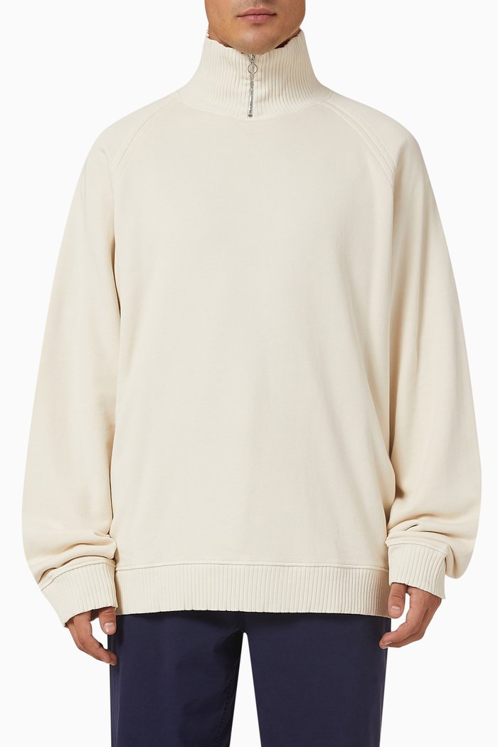 

Half Zip Sweatshirt in Loopback Organic Cotton, Neutral