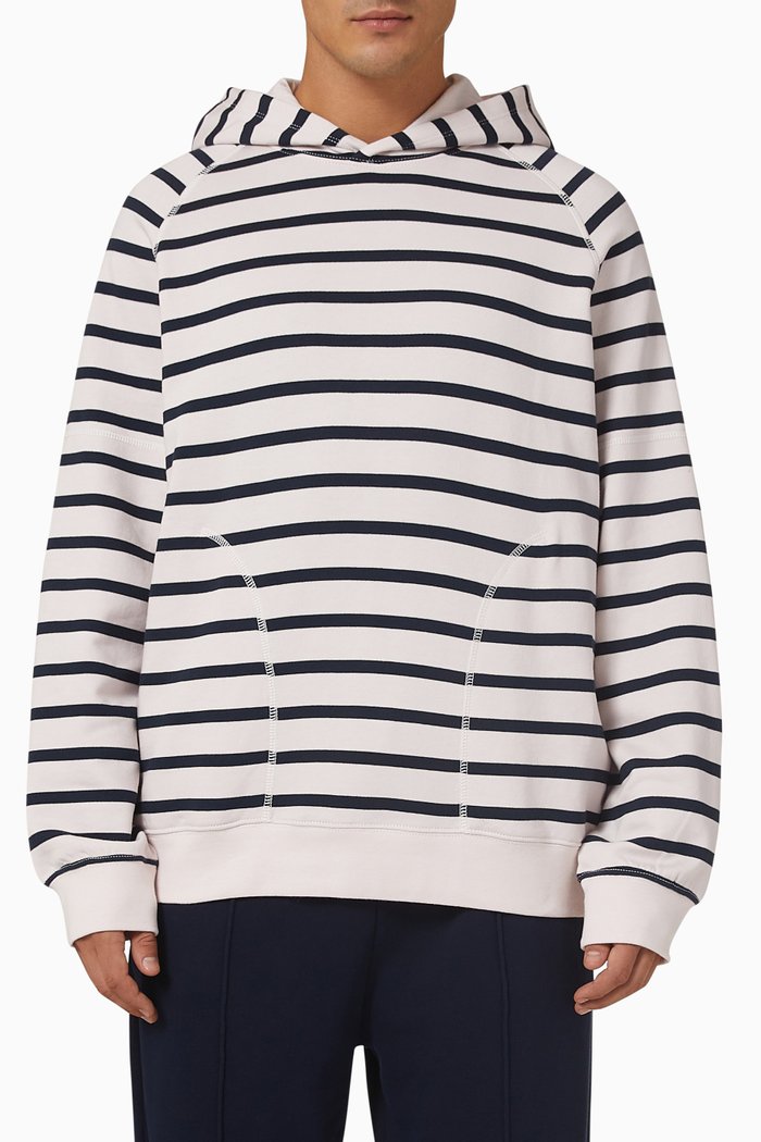 

Striped Hoodie in Organic Cotton, Pink