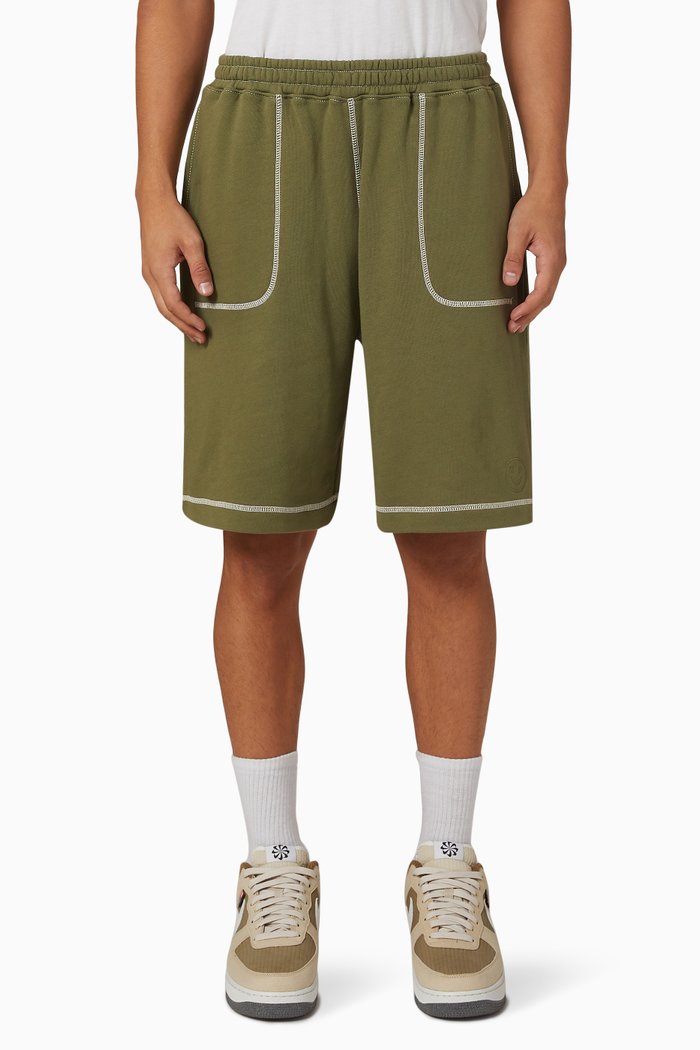 

Contrast Stitch Sweatshorts in Organic Cotton Carded Jersey, Green