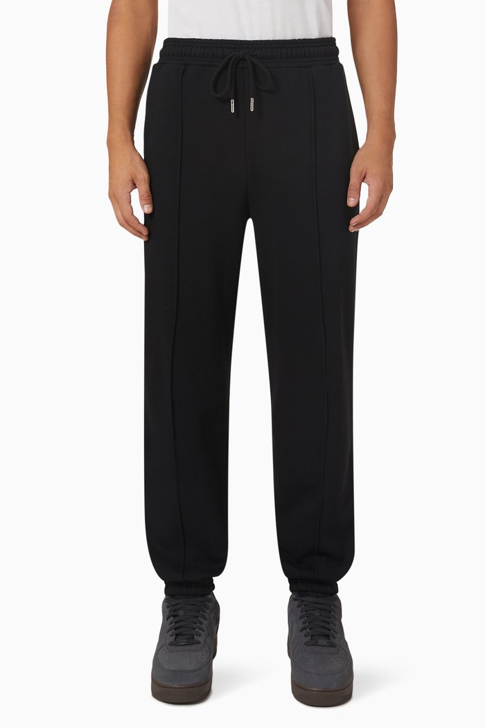 

Piped Sweatpants in Organic Cotton, Black