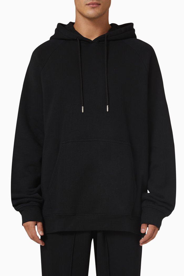 

Long Sleeve Hoodie in Organic Cotton, Black