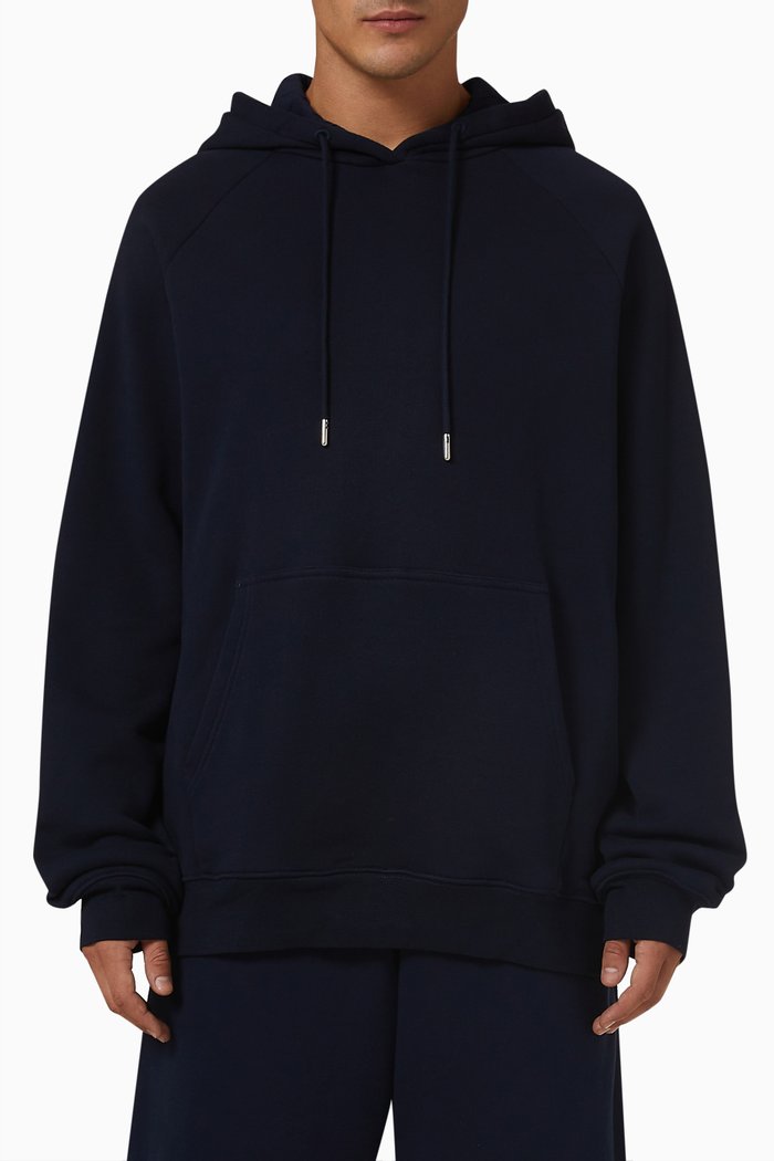 Long Sleeve Hoodie in Organic Cotton, Blue