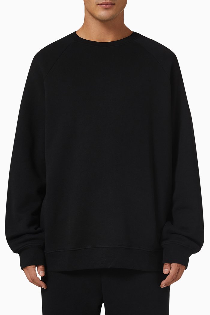

Sweatshirt in Loopback Organic Cotton, Black