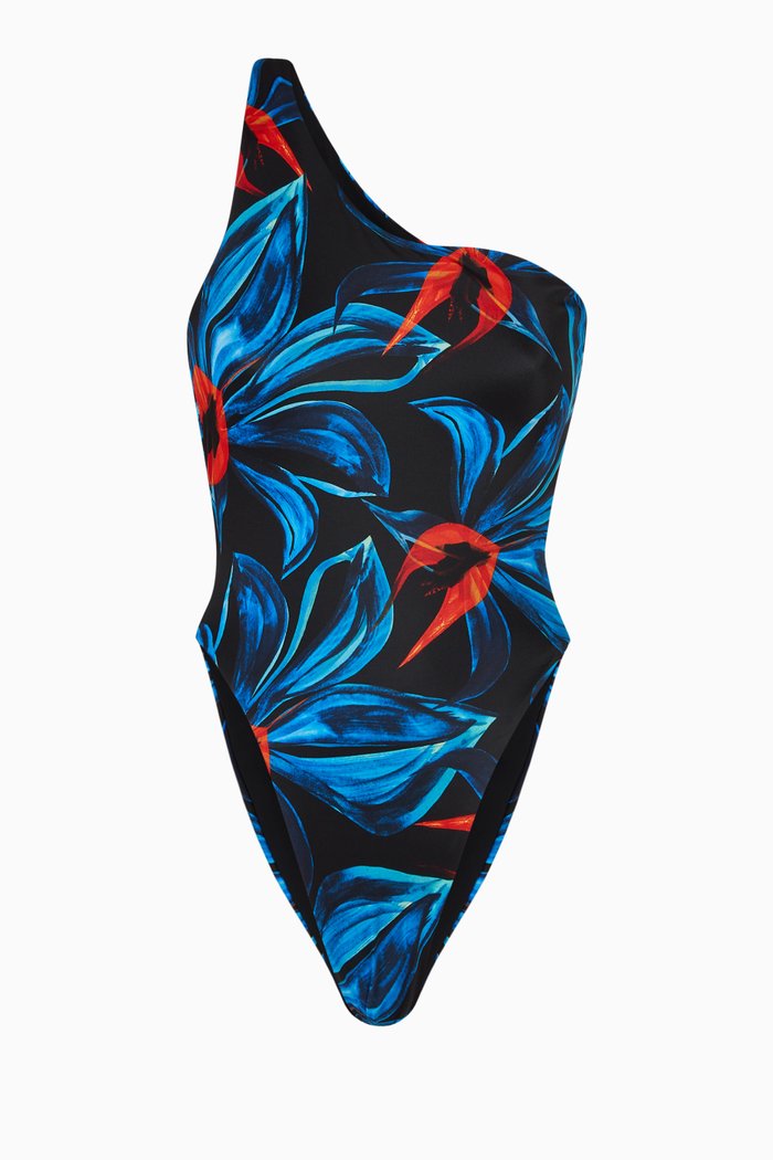 

Plunge One-piece Swimsuit in Recycled Stretch Nylon, Blue