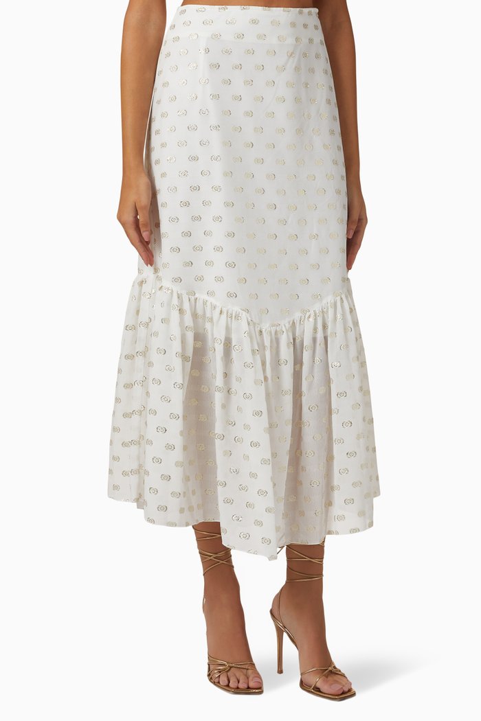 

Frill Midi Skirt, White