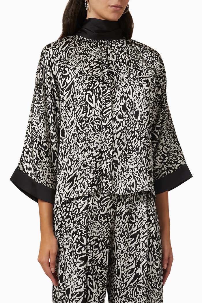 

Printed Bow Top, Black