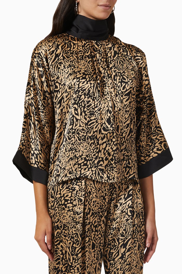 

Printed Bow Top, Gold