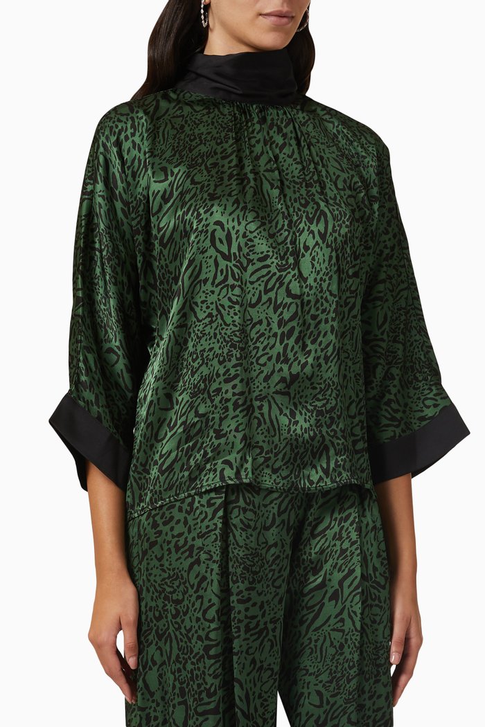 

Printed Bow Top, Green