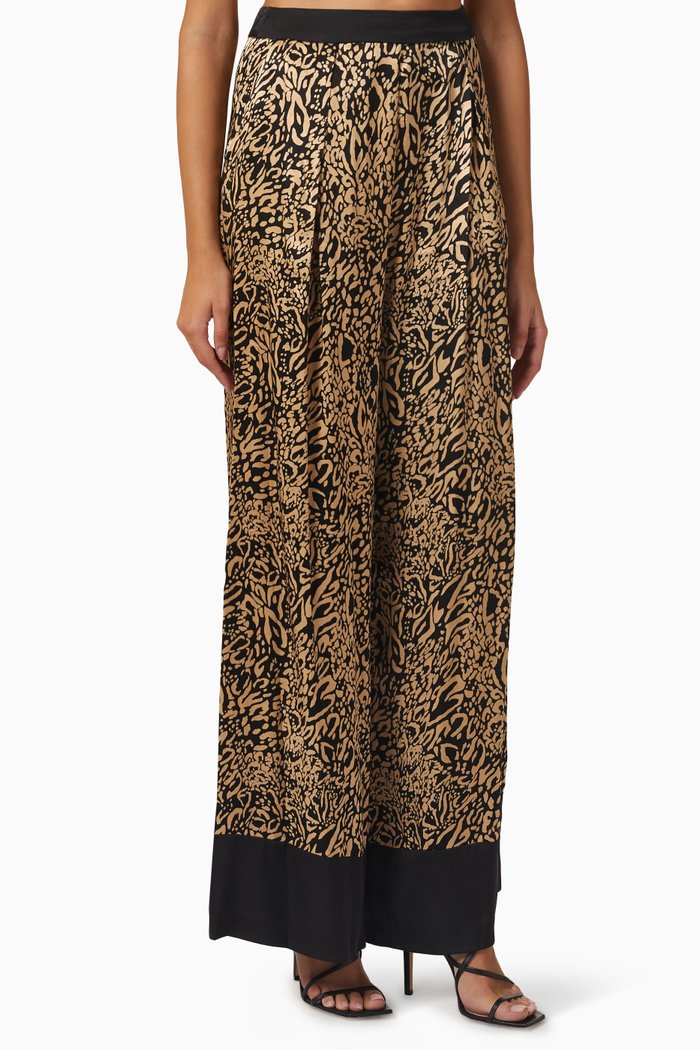 

Printed Wide Leg Pants, Gold