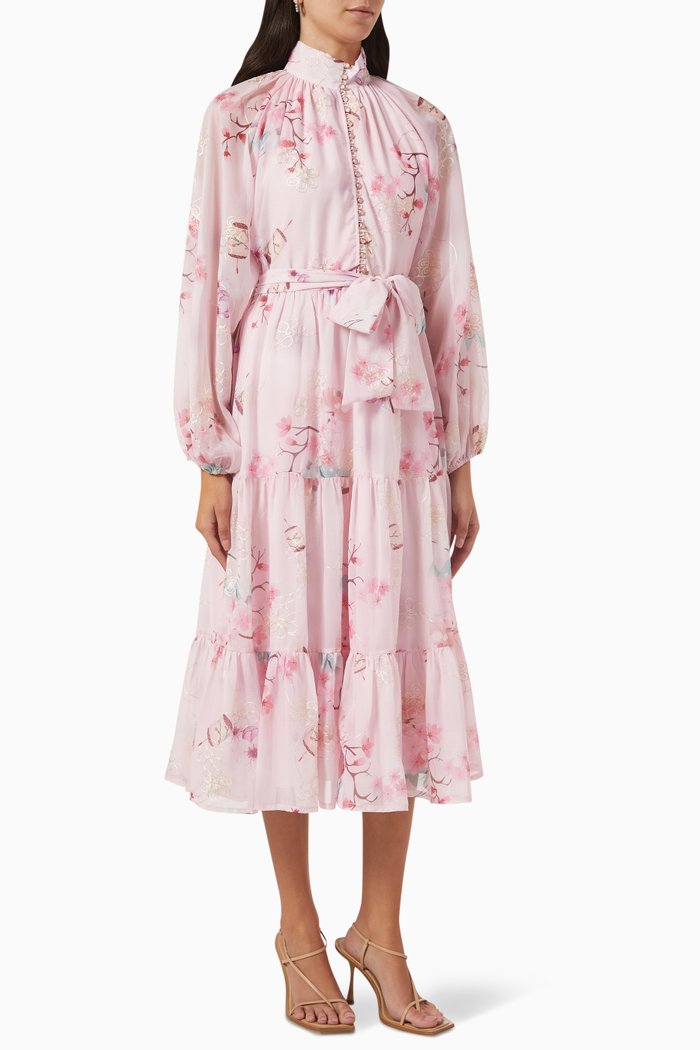 

Tiered Belted Dress, Pink