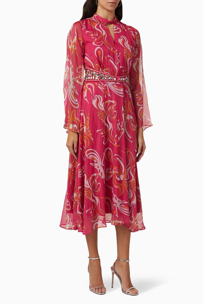 

Embellished Printed Dress, Pink