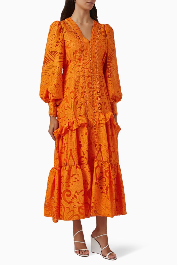 

Ruffle Tiered Dress, Orange