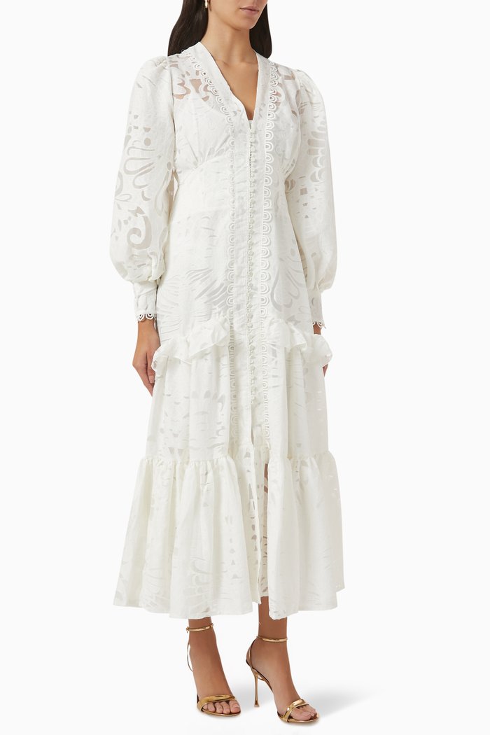 

Ruffle Tiered Dress, White