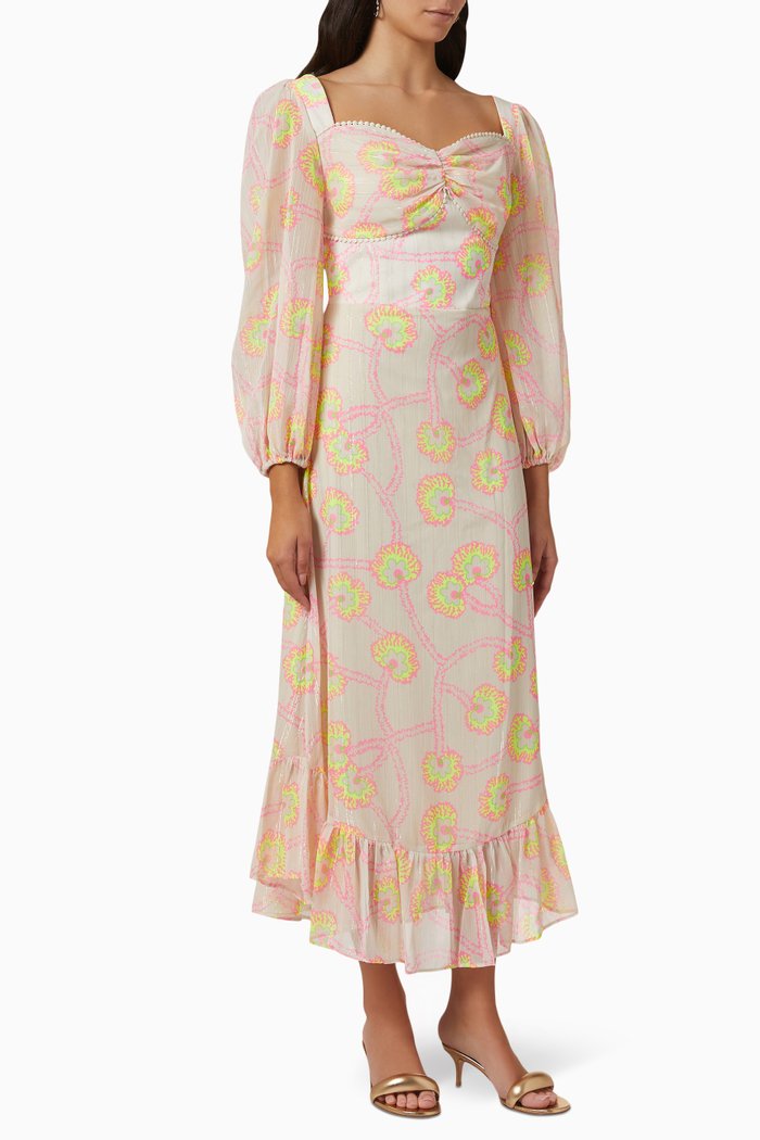 

Printed Long Sleeve Dress, Neutral