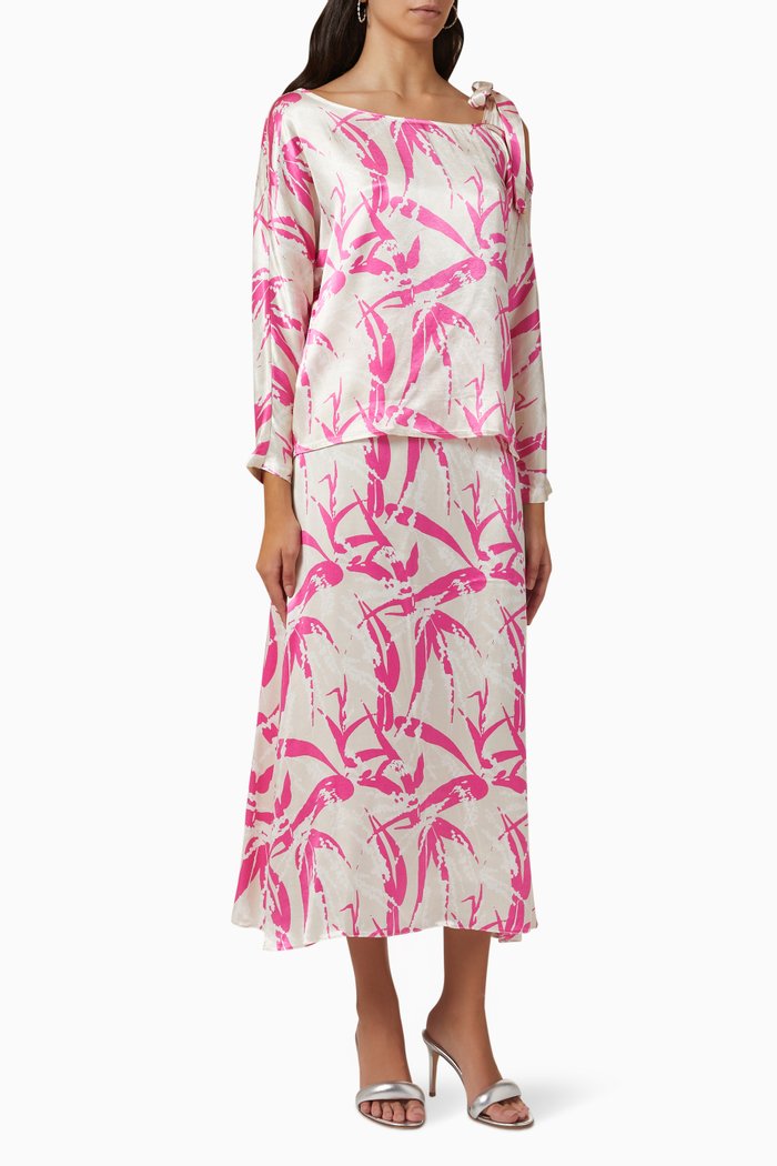 

Printed Top & Skirt Set, Pink