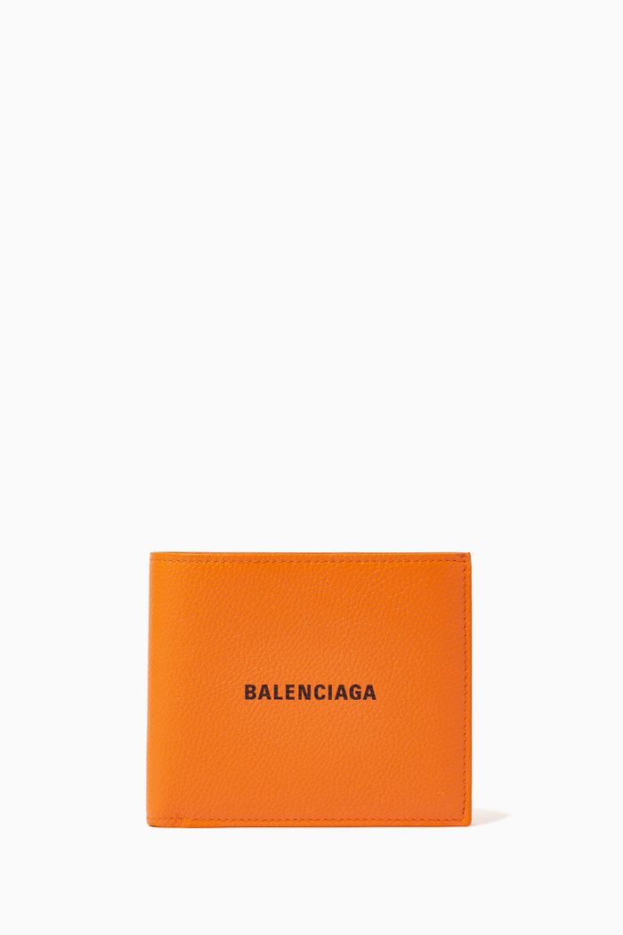 

Cash Square Folded Wallet in Leather, Orange