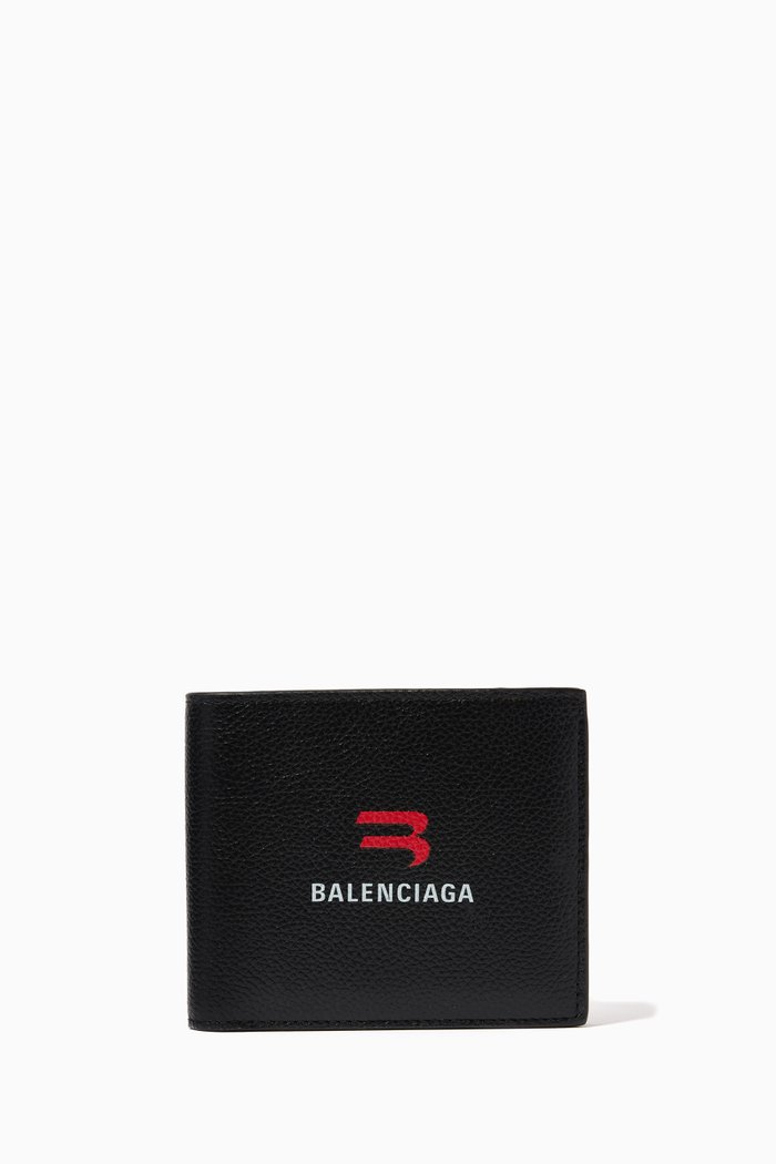 

Cash Square Folded Wallet in Leather, Black
