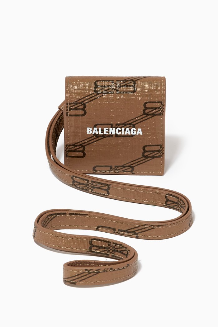Cash AirPods Holder Lanyard in BB Monogram Canvas, Neutral