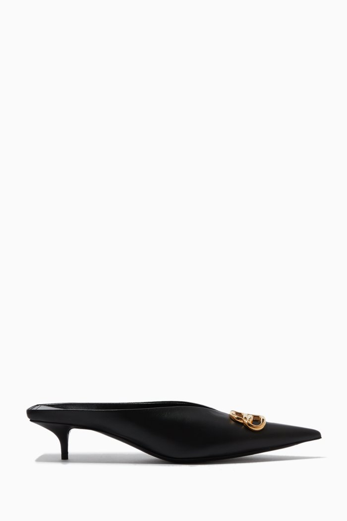 Square Knife BB 40 Mules in Nappa Leather, Black