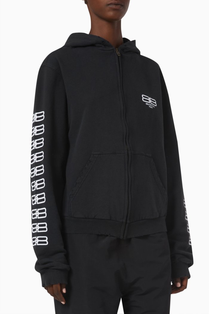 

BB Paris Icon Zip-up Hoodie in Organic Curly Fleece, Black