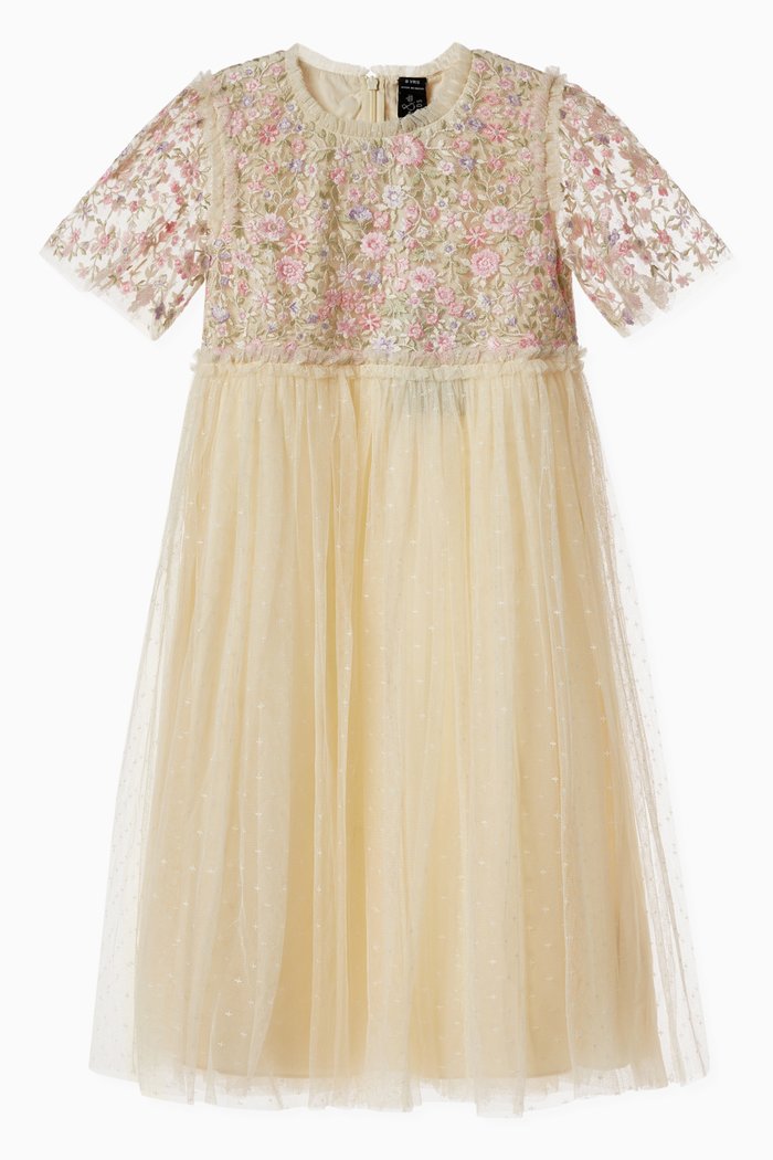 Rose Dream Embroidered Bodice Dress in Tulle, Pink