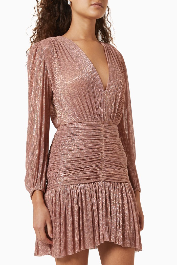 

Ruched Long Sleeve Dress, Pink