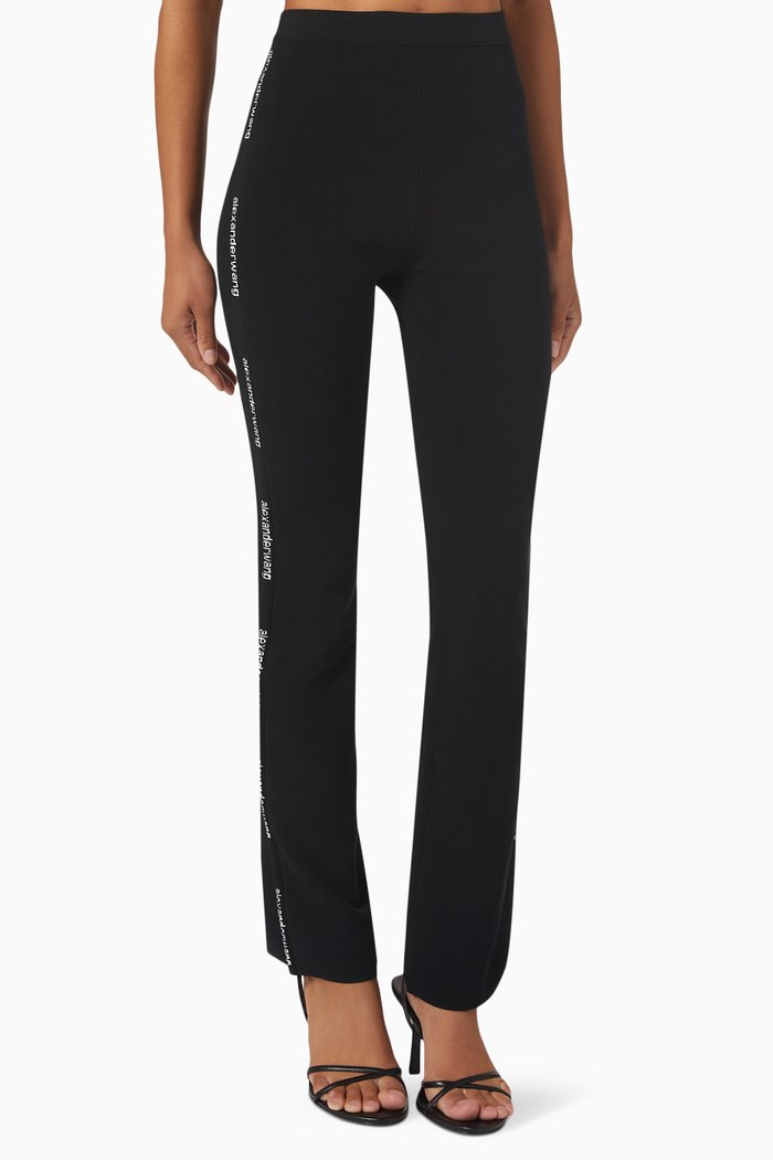 

Logo Jacquard Leggings in Viscose Knit, Black
