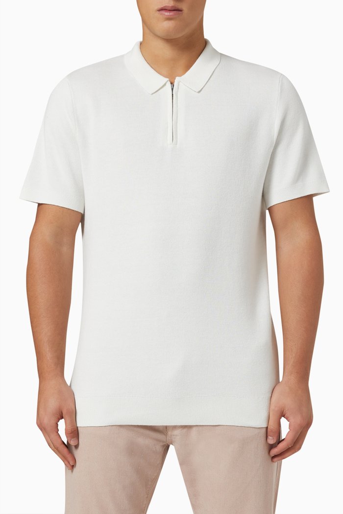

Half Zip Polo in Cotton, Neutral