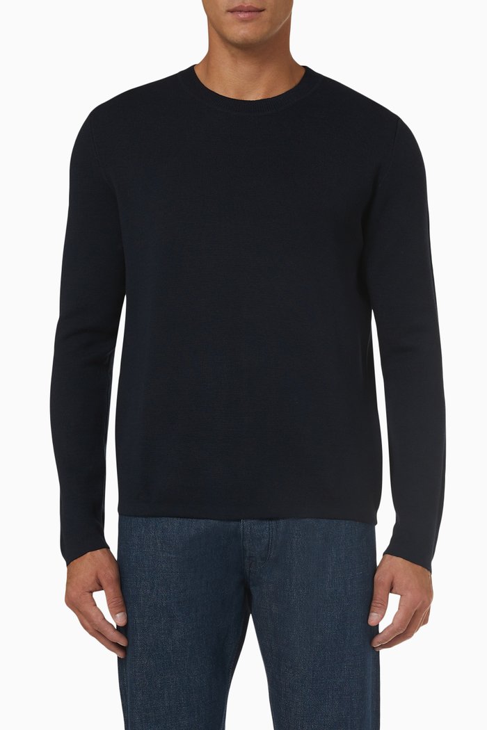 

Crewneck Jumper in Viscose Blend Knit, Blue