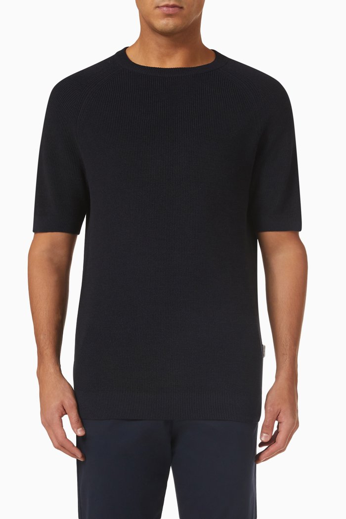 

T-shirt in Knit Cotton, Blue
