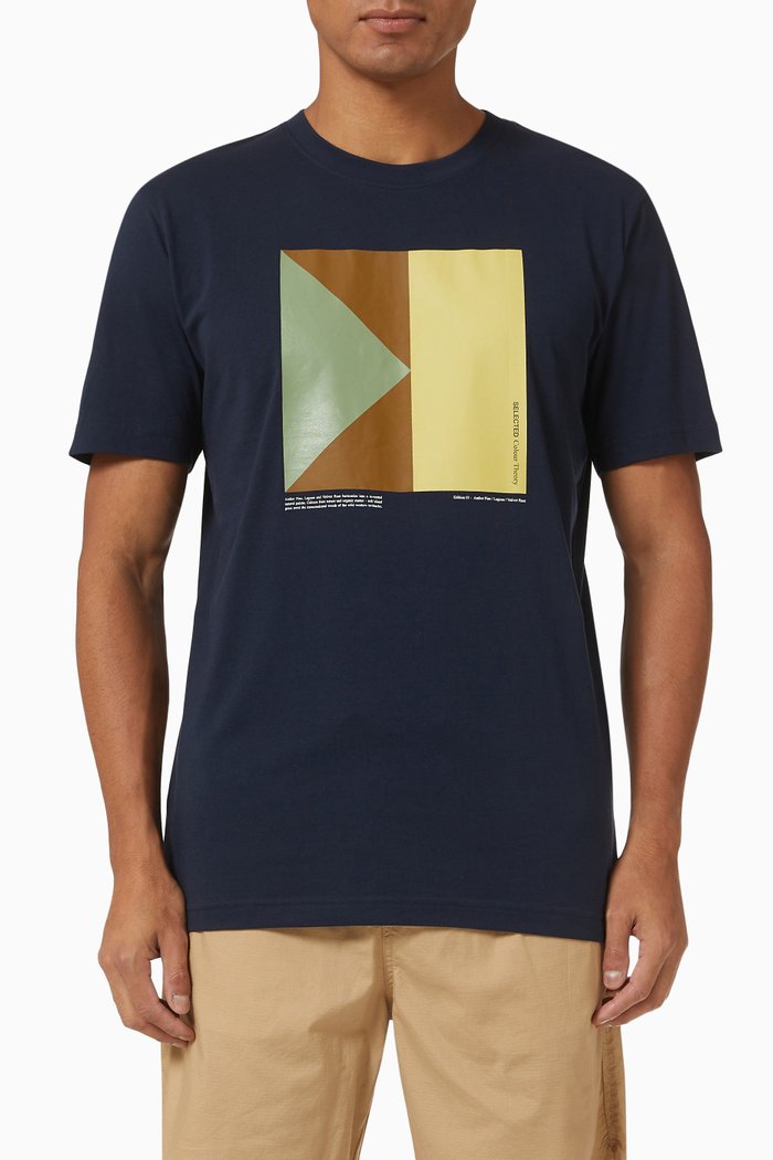 

Graphic Print T-shirt in Cotton, Blue