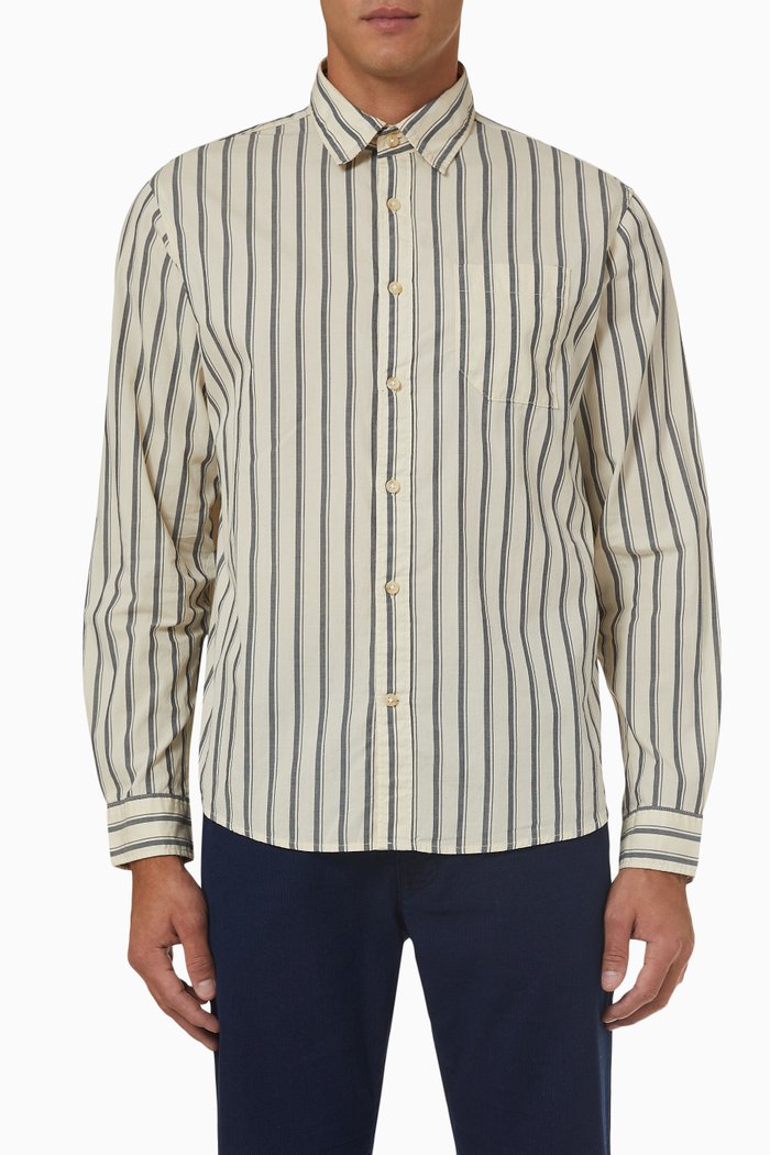 

Striped Shirt in Organic Cotton, Blue